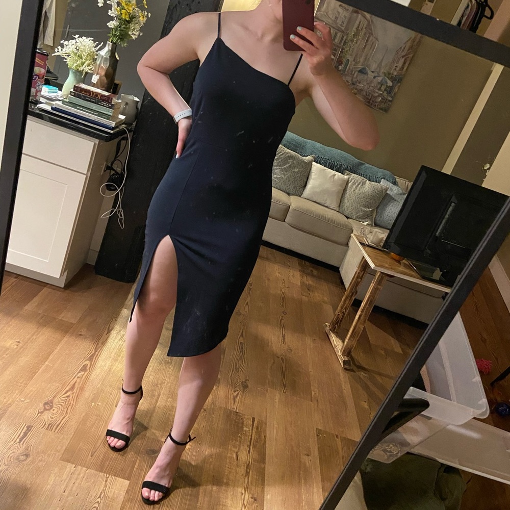 Navy Blue Backless Midi Dress